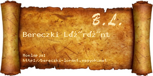 Bereczki Lóránt névjegykártya